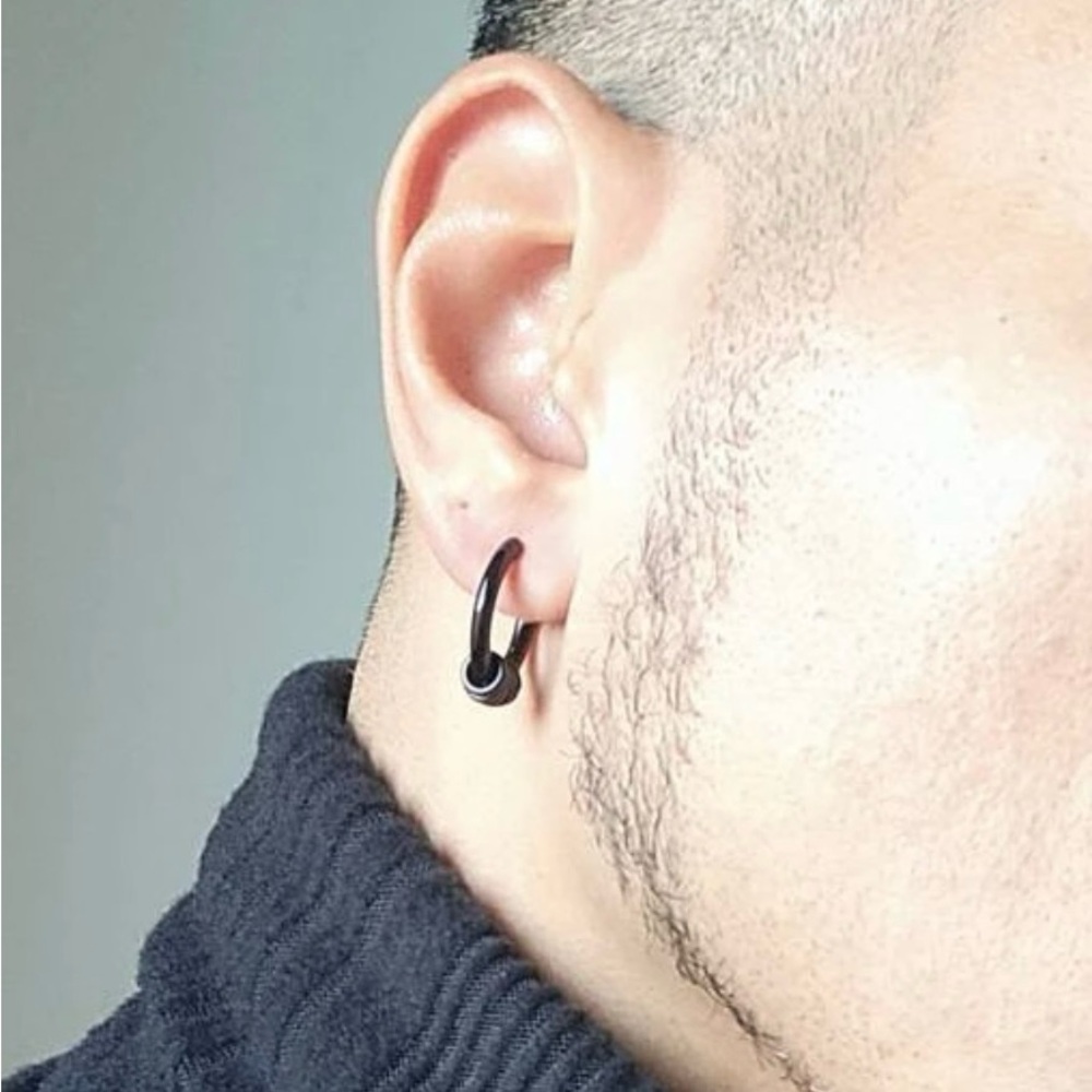 Black Hoop Earrings -19mm -Unisex